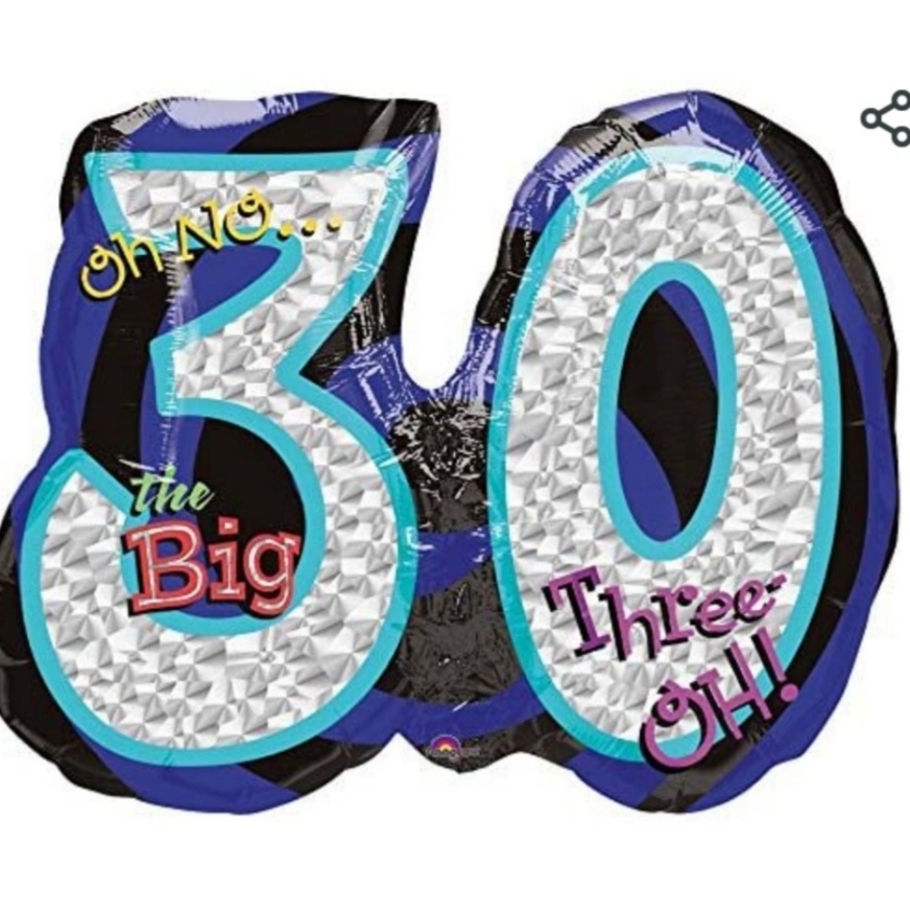 2 Anagram - Oh No 30Th Birthday Shaped Balloons